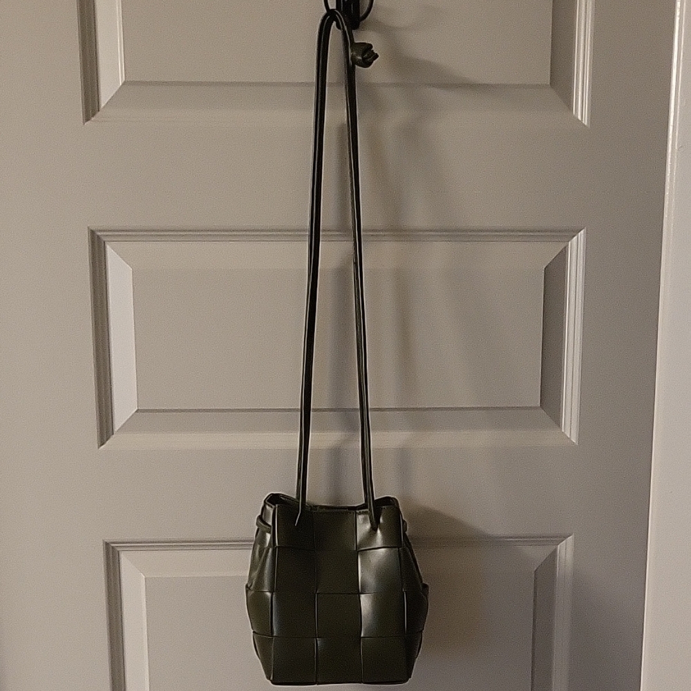 Anthropologie Olive Green Woven Shoulder Bag